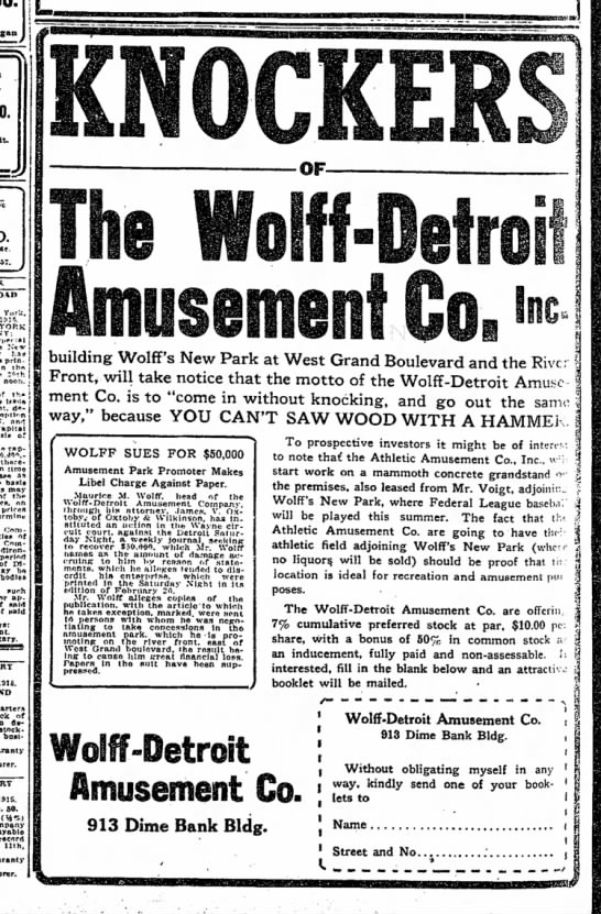 Wolffs Amusement Park - 1915 Lawsuit (newer photo)